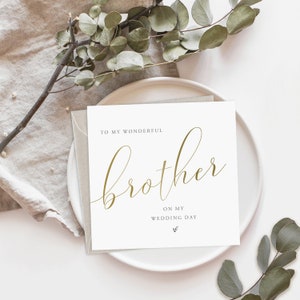 Washington Script A mio fratello il giorno del mio matrimonio Biglietto / A mio fratello Carta / Brother Card / Oro effetto Wedding Card / Wedding Card / FE01