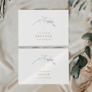 carte de mariage Brother | Carte de mariage sœur | | de la carte de remerciement | de carte Foilage A6 carte de mariage en or | Frère | | de la carte de remerciement Sœur | FE602