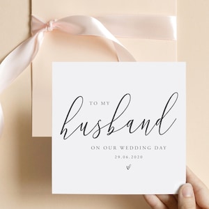 Tarjeta de boda personalizada para el marido / Tarjeta de guión de pluma tipográfica / Tarjeta de esposa / Tarjeta de novia romántica / Tarjeta de novio / Tarjeta de boda romántica / FE27A