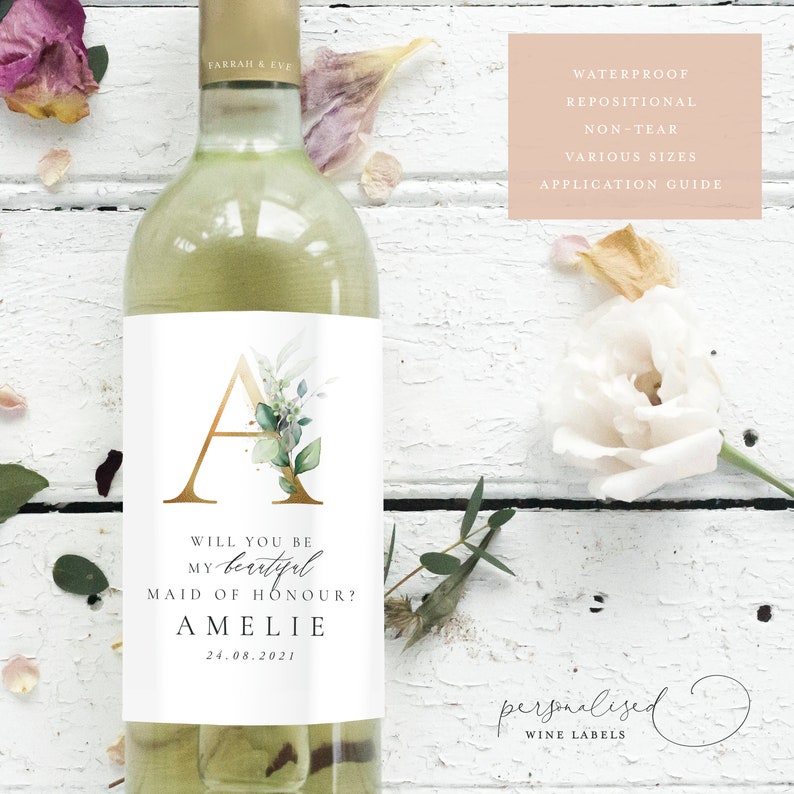 Will You Be Wine Bottle Labels Bridesmaid Thank You Wine Etsy UK
