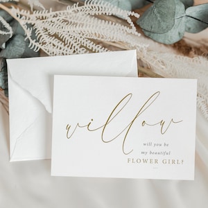 PERSONALIZZATO VUOI essere la mia Flower Girl? / Biglietto da damigella d'onore / Biglietto proposta da damigella d'onore / Biglietto di ringraziamento / Sarai carta /Oro FE603
