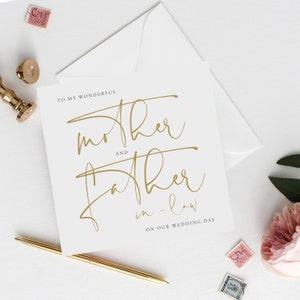GoldSchrift An meine Schwiegermutter Hochzeitskarte | In-Laws Dankeskarte Hochzeitskarte | Schwiegereltern Dankeskarte | Dankeskarte FE31