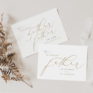 Pai do Noivo | Cartão de Agradecimento do Pai da Noiva | Cartão A6 | Cartão de Casamento Dourado | Cartão de Casamento | Cartão de Casamento do Sogro | Personalizado