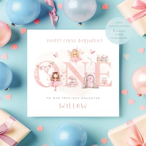 Cartão de aniversário FADA PRINCESA, idade um, dois, três, quatro, idade 5, 6. Bonito, cartão de aniversário filha, neta, cartão de aniversário bailarina, PERSONALIZAR