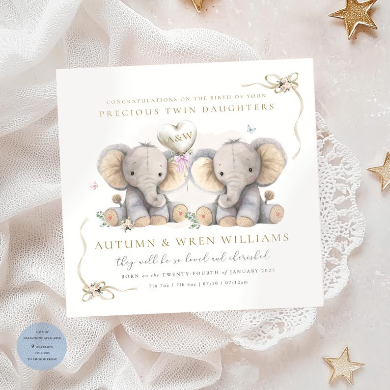 Kaart BABY KLEINDOCHTER | Gefeliciteerd kaart kleindochter, bedankt voor onze kleinkindkaart, babymeisje, kaart ouders, olifant, pasgeboren baby afbeelding 6