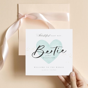 Tarjeta de celebración personalizada para bebé niño / Tarjeta de bienvenida al mundo para bebé / Nuevos padres / Abuelos / Niña / Niño / Pequeño