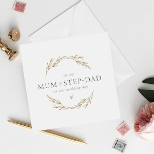 Corona d'oro a mia mamma e papà papà / Carta di nozze mamma e papà Grazie / Biglietto di nozze nuziale / Carta di nozze genitori / FE10