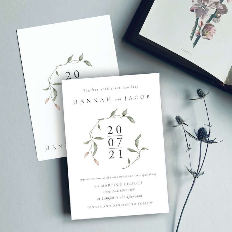 Wedding Invites Vintage Floral Wedding Invitations Wedding Invite Botanical Wedding Invitation Rustic|Floral-Sample WATERCOLOUR BUDS II