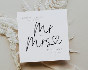 Carte de mariage de M. et Mme PERSONNALISÉE | Carte des mariés|Carte de M. et Mme|Nouvelle carte de couple|Carte de félicitations, typographie de M. et Mme