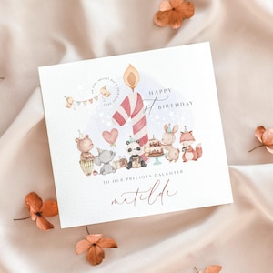 Une carte personnalisée pour le premier anniversaire, deux cartes, une carte de 1er anniversaire, une carte de lapin, une nièce, une petite-fille, un filleul, un 2e, 3e anniversaire