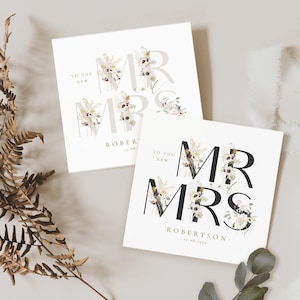 GEPERSONALISEERDE Botanische trouwkaart voor heer en mevrouw | Bloemen | Meneer en mevrouw-kaart|Mijnheer en meneer|Mevrouw en mevrouw|Bloemengroen trouwdagkaart, gefeliciteerd kaart
