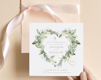 Carte de premier anniversaire, anniversaire en papier, fille et gendre, carte de 1er anniversaire, anniversaire d'un an, carte d'anniversaire personnalisée