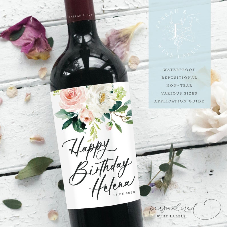 Personalised HAPPY BIRTHDAY Wine Label Birthday Wine Label Etsy
