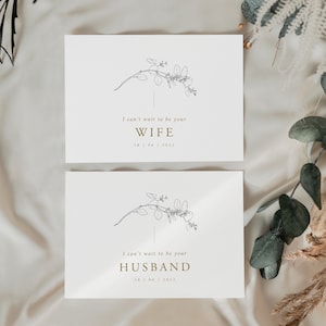 Gepersonaliseerde vrouw trouwkaart met datum | Foilage A6 Card | Echtgenoot Card | Bruidegom Trouwkaart | Bruidskaart | Romantische Aandenken Kaart| Fe602