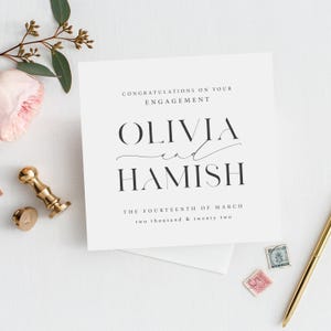 Biglietto di fidanzamento PERSONALIZZATO / Biglietto di fidanzamento con carattere elegante / Biglietto di congratulazioni / Sul tuo biglietto di fidanzamento / Biglietto di celebrazione / Testo moderno