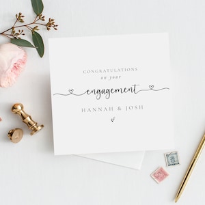 PERSONALISED Engagement card | Elegant Engagement Card | Congratulations card | You're Engaged Card | Text Engagement Card | Modern | Hearts