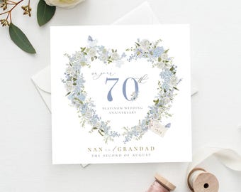 Carte d'anniversaire de mariage PLATINE, carte du 70e anniversaire, carte de mariage en or, carte de mariage de 70 ans, 25, 30, 50, 40 argent, platine, diamant