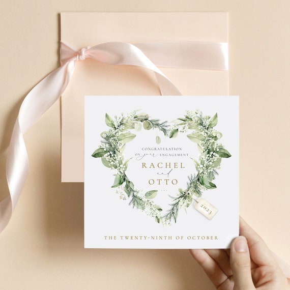 PERSONALISED Newlyweds Bride and Groom Wedding Card  Foliage image 3