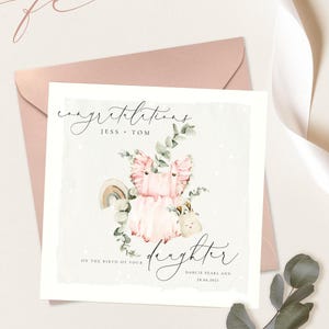 Carte de naissance PERSONNALISÉE | Carte de voeux Boho pour nouveaux parents | 148 x 148 mm | Carte Devenir papa et maman | Carte de voeux pour un nouveau-né