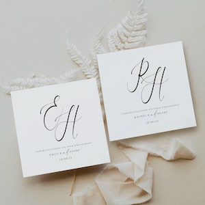 GEPERSONALISEERDE monogram verlovingskaart | Verlovingskaart | Gefeliciteerd kaart | Je bent verloofd-kaart | Typografie verlovingskaart | met datum