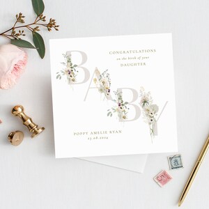 PERSONNALISÉ Bienvenue dans le monde, petite fille, petit garçon, carte de naissance, carte de naissance botanique, cadeau souvenir de bébé, cadeau de naissance d'un bébé, nouveaux parents