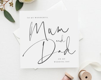 Modern Script To My Mum and Dad Wedding Card |Parents Thank You Wedding Card |Parents In-Law Thank You Card |Thank You Card  FE31