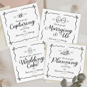 Wedding thank you card,Wedding supplier thank you card,Wedding vendor gratitude,Vendor thank you set, Wedding planner thank you card, Photographer thank you card, Florist thank you card, DJ thank you card, officiant, caterers, stylist, parents