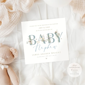 Carte de félicitations pour neveu, petite fille, carte de nouveau-né, carte de bébé à fleurs, souvenir de naissance, cadeau de naissance, MA, petit-enfant, nièce