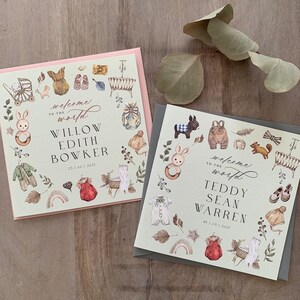 GEPERSONALISEERDE Boho New Baby Card | Gefeliciteerd kaart | 148 x 148 mm | Aandenkenkaart baby | Wenskaart voor pasgeboren baby | Welkom op de wereld