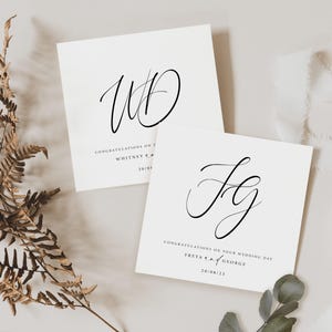 Typographie PERSONNALISÉE Carte de mariage pour jeunes mariés | Carte de mariage florale dorée | Carte Mr et Mme | Fiancés| Carte de félicitations