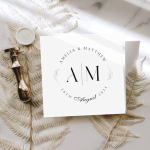 Biglietto di nozze PERSONALIZZATO Biglietto di nozze per sposi / Biglietto per signor e signora / Biglietto per nuova coppia / Biglietto di congratulazioni / Biglietto di matrimonio con monogramma / Neosposi