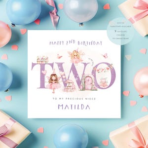 MÄRCHENPRINZESSIN Geburtstagskarte, Alter ZWEI, Eins, Drei, Vier, Alter 1,2,3,4. Meilenstein Geburtstag, Ballerina Geburtstagskarte, Feen, Pink, Personalisieren