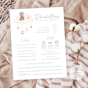 Baby Shower PREDICTION Card Game Cards Divertente e personalizzato ricordo per gli ospiti. Rivelazione del sesso, feste per baby shower, festa Baby Sprinkle