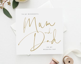 Gold Script To My Mum and Dad Wedding Card |Parents Thank You Wedding Card |Parents In-Law Thank You Card |Thank You Card  FE31