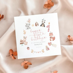 Une carte personnalisée pour le premier anniversaire, deux cartes, une carte de 1er anniversaire, une carte de lapin, une nièce, une petite-fille, un filleul, un 2e, 3e anniversaire