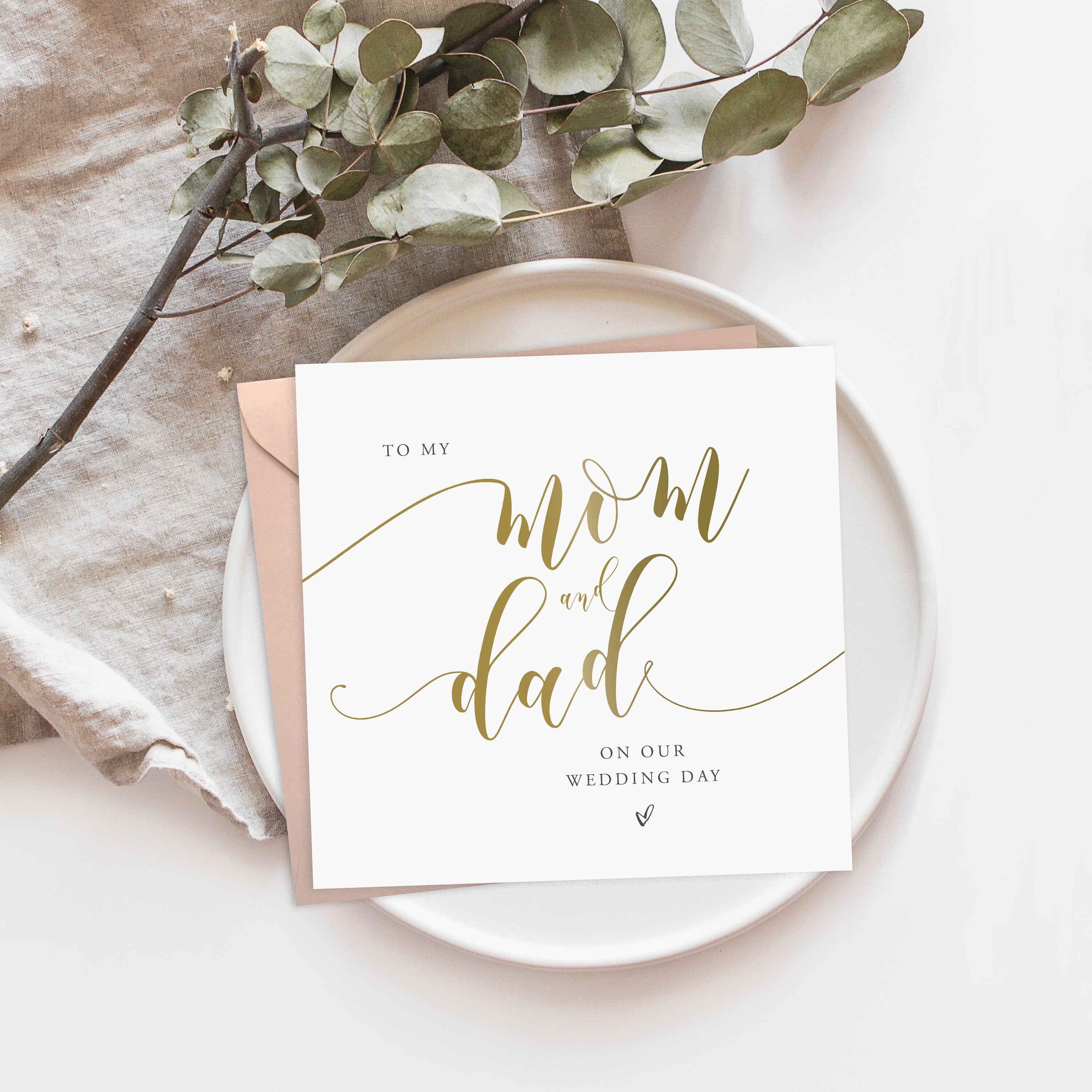 Gold Script to My Mom and Dad Wedding Card Mom and Dad Thank - Etsy