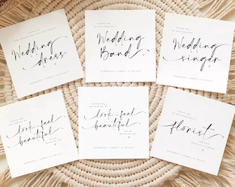 Personalised Vendor Thank you Cards | Capturing Our Day | Florist | Make Up Artist | Photographer | Wedding Band | Modern Text | Custom