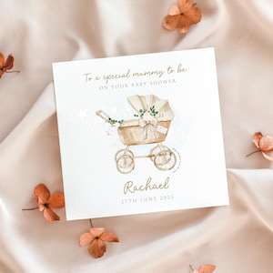 Baby-Dusche-Karte, Mama zu sein, Karte, Mama zu sein, personalisierte Baby-Dusche-Karte, Kinderwagen, Andenken-Baby-Dusche-Karte, Baby-Nachrichten Glückwunsch