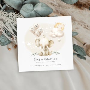 BABY NEWS Glückwunschkarte, 1, Custom Made |  Personalisiert, Baby-Nachrichten-Karte | Baby auf dem Weg Karte | Eltern werden Karte | Baby Karte,Beige