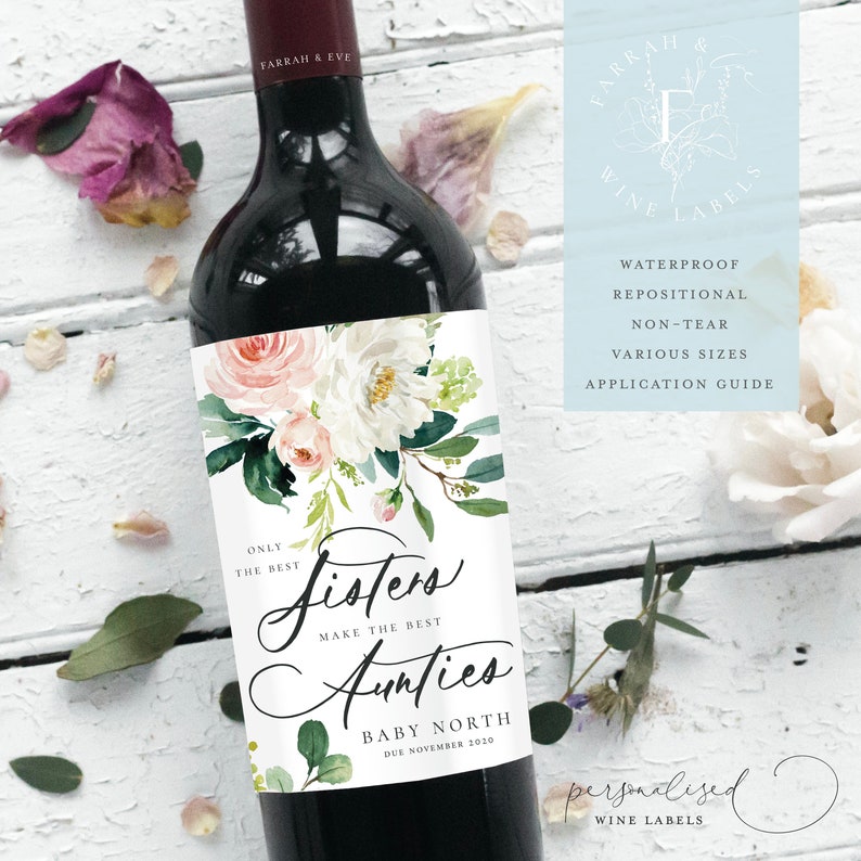 PREGNANCY Announcement Wine Labels Bay Due Wine Bottle Label Etsy