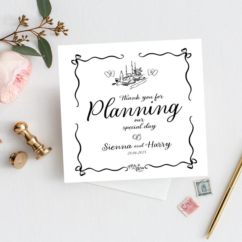 Wedding vendor card, Vendor thank you note, Personalised thank you card for vendors, Custom vendor thank you,