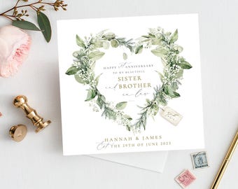 Carte premier anniversaire soeur, beau-frère, anniversaire en papier, carte 1er anniversaire, anniversaire d'un an, carte d'anniversaire personnalisée