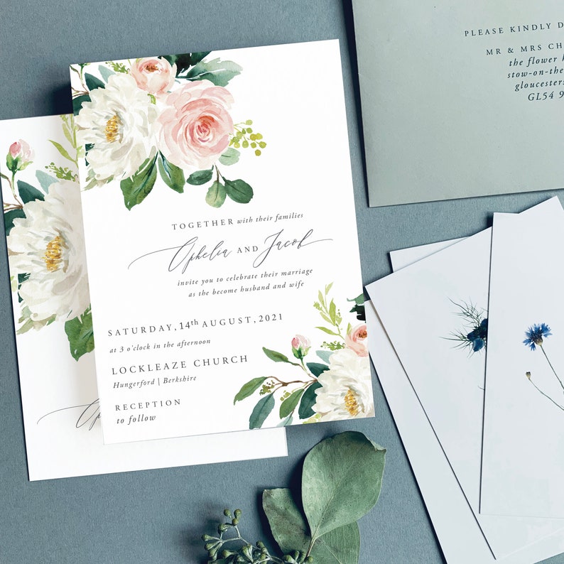 Wedding Invites Wedding Invite,Botanical Wedding Invitation Rustic|Floral-Sample SUMMER GRADEN No.5 Vintage Floral Wedding Invitations