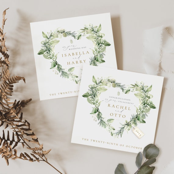 PERSONALISED Newlyweds Bride and Groom Wedding Card  Foliage image 10
