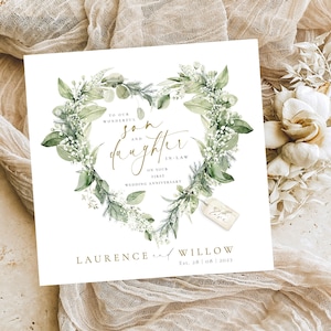 Carte de premier anniversaire FILS et BEAU, Anniversaire de mariage en papier, Fille de fils, 1er anniversaire de mariage, Anniversaire d'un an, Personnalisé