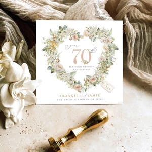 PLATINA huwelijksverjaardag kaart, 70e verjaardag kaart, gouden bruiloft kaart, 70 jaar getrouwd kaart, 25, 30, 50, 40 zilver, platina, diamant