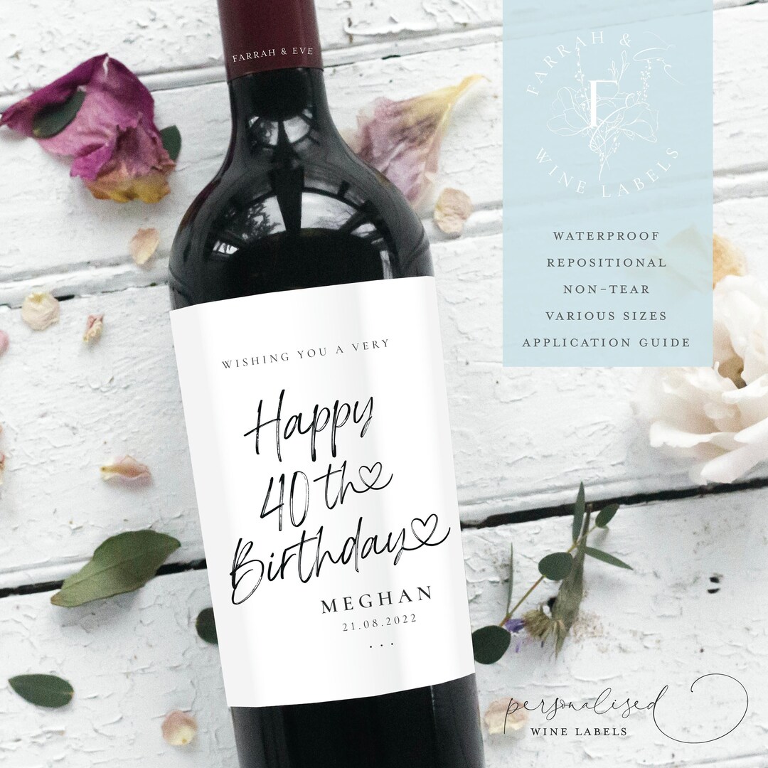 Milstool Label Personalised MILESTONE Happy Birthday Wine Label | Birthday Wine Label ...