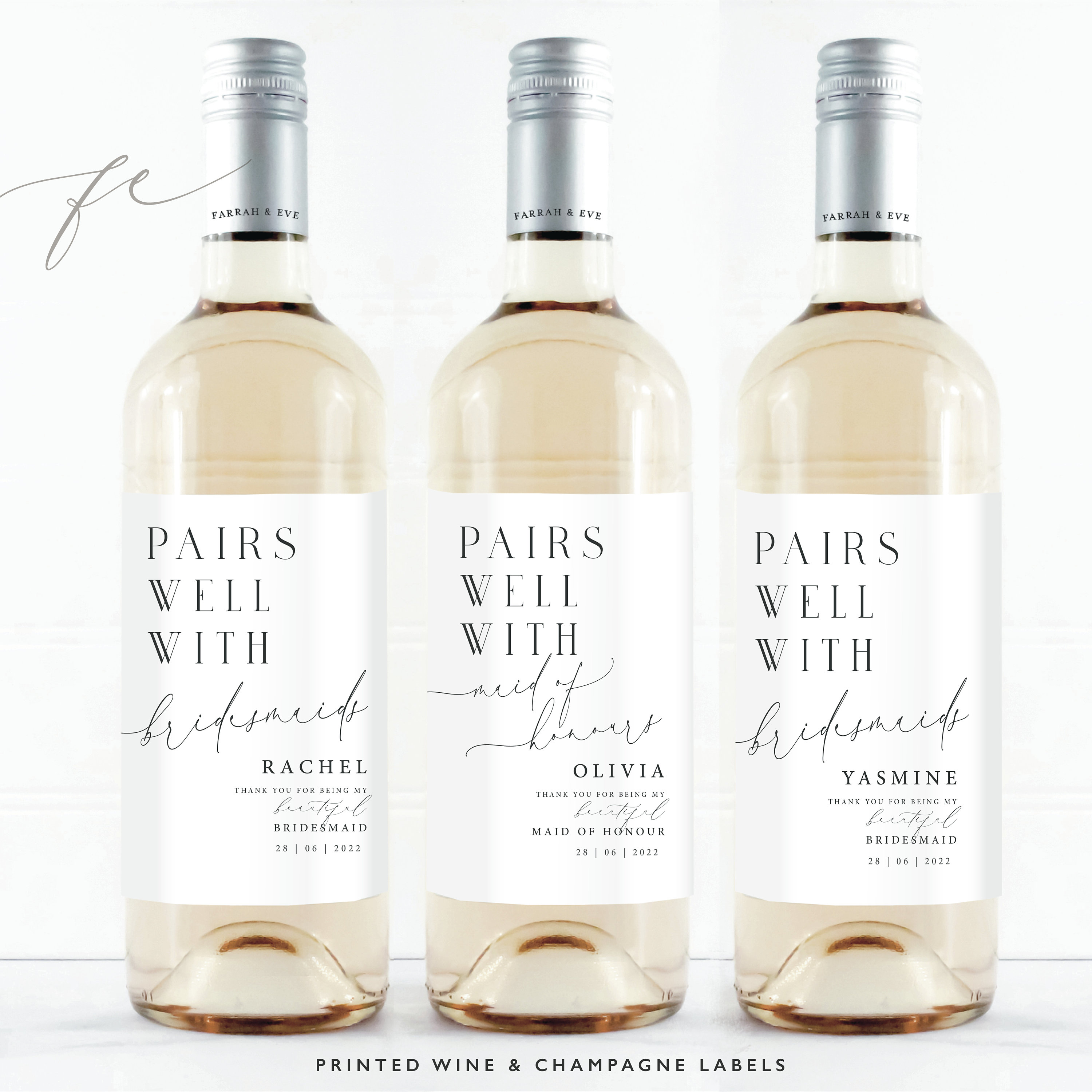 Labels Custom Flower Wine Labels Choose your wording Bridesmaid