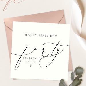 PERSONALISIERTE 40. Geburtstags-Meilenstein-Karte | 18., 21., 30., 40., 50., 60. | Meilenstein Geburtstagskarte|Typografie Geburtstagskarte FE043