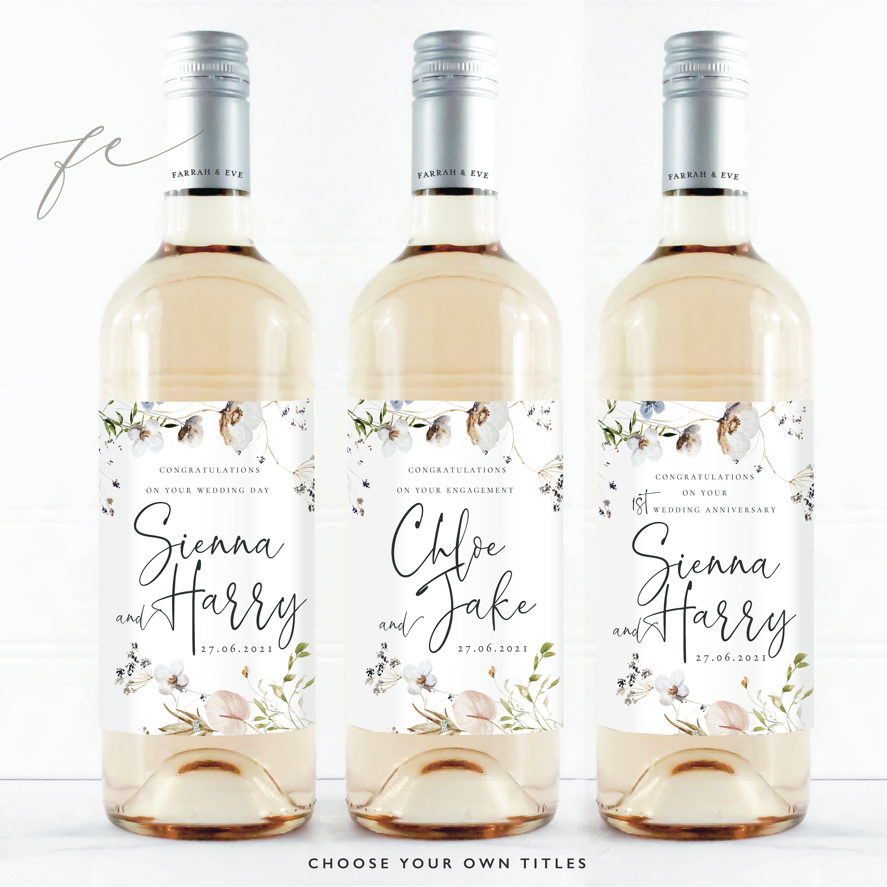 Personalised labels for wedding